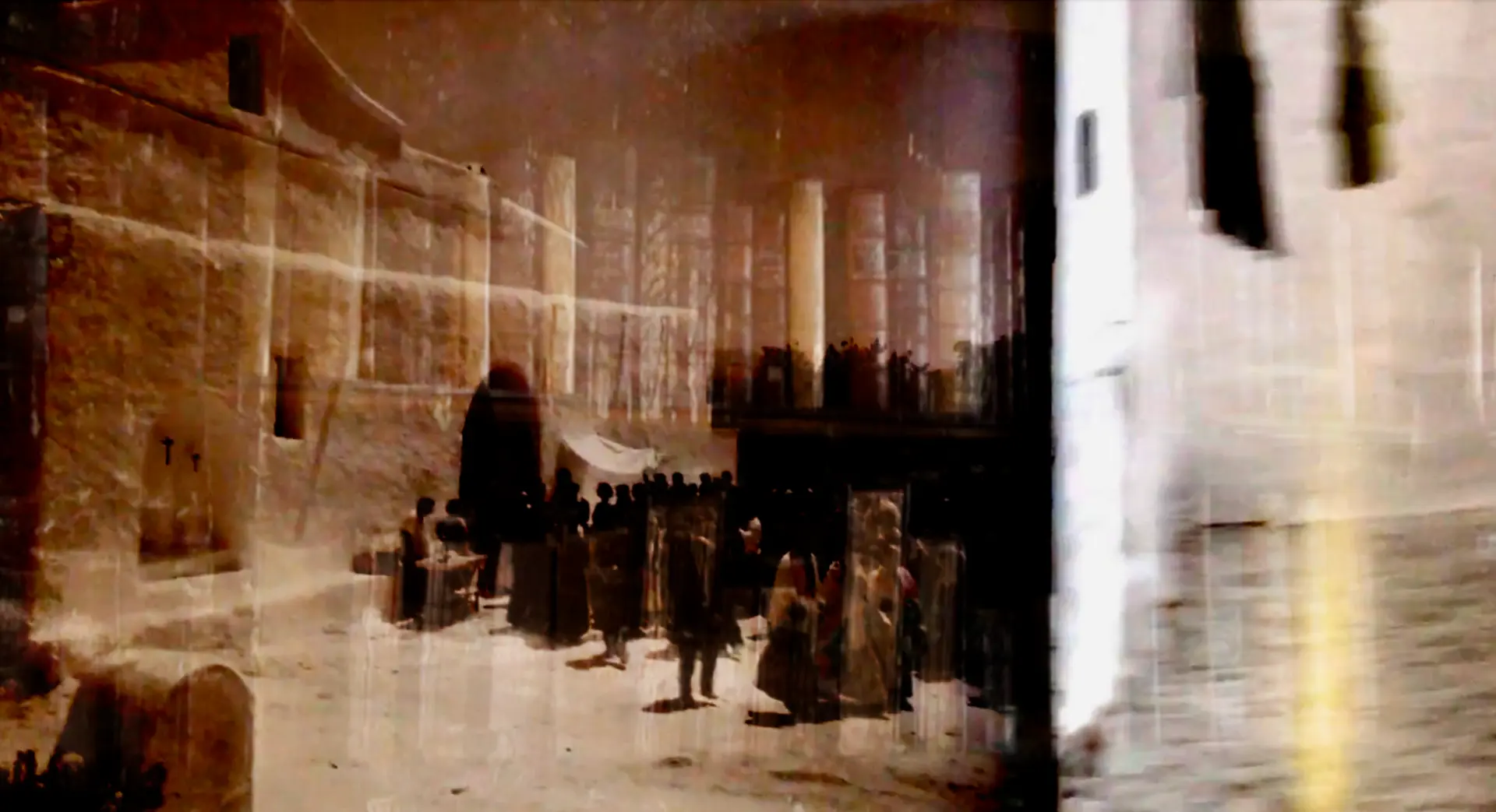 A large congregation gathered in an open space