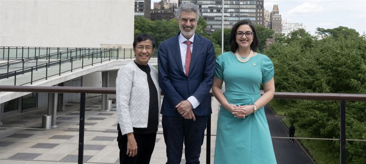 Maria Ressa, Yoshua Bengio and Egriselda López
